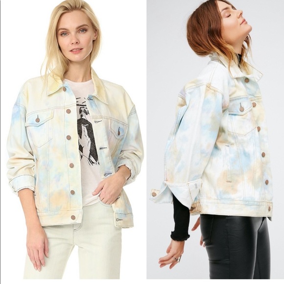 Free People Watercolor Tie Dye Denim 